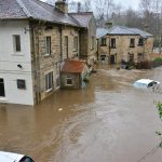 Flooded houses or neighborhood